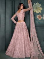 Pastel Pink Premium Net Lehenga Choli